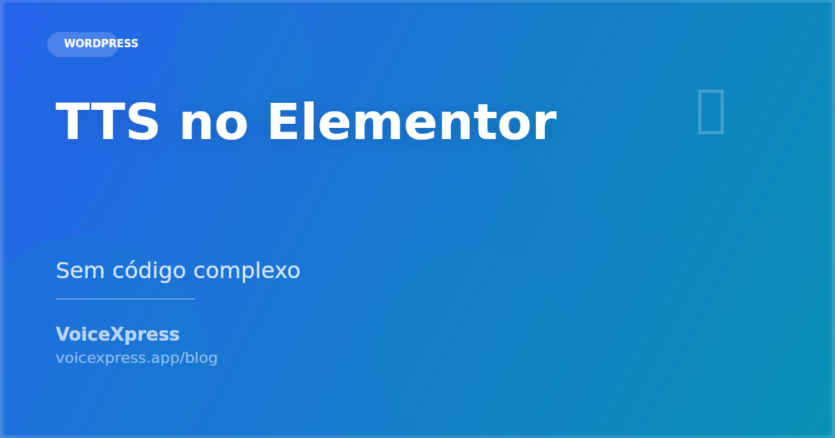 Como adicionar TTS no Elementor sem código complexo